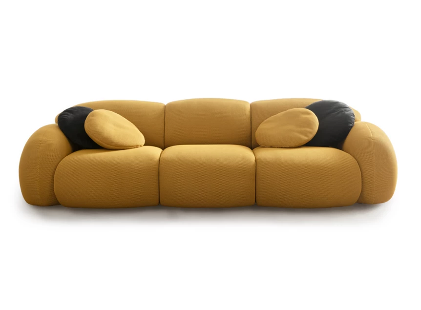 Salon Globe canapé 3-zit stof Tecno geel Designwerk