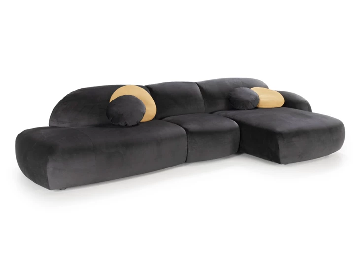 Salon Globe longchair open eiland stof velvet antraciet Designwerk