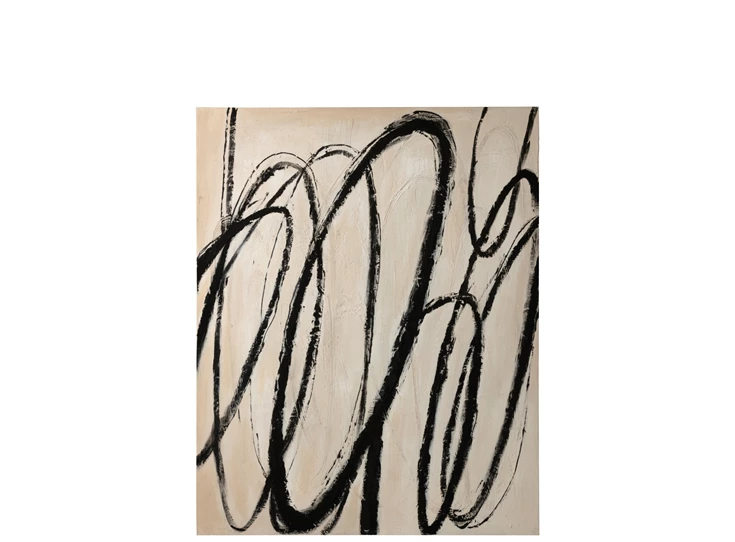 Schilderij Ringen Dennenhout Beige/Zwart