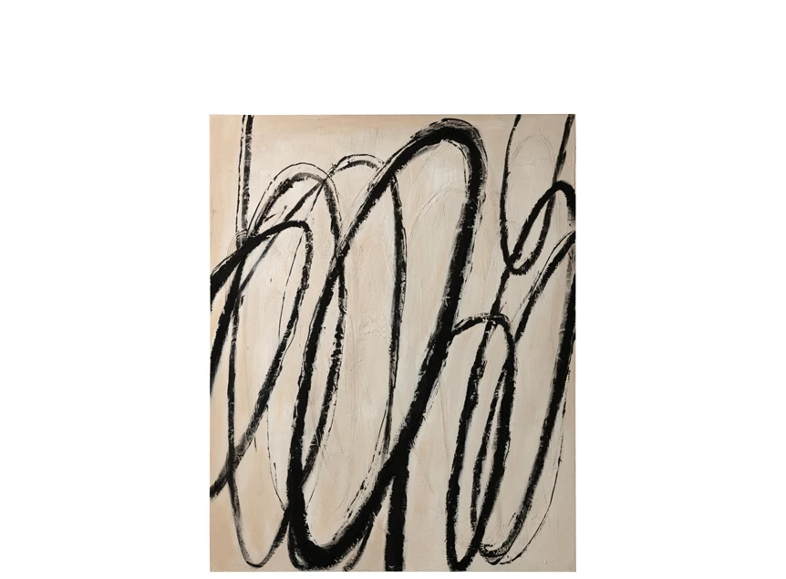 Schilderij Ringen Dennenhout Beige/Zwart