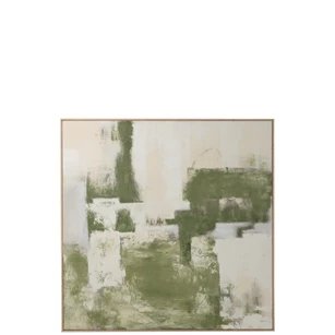 Schilderij Abstract Dennenhout Kakigroen/Gebroken Wit