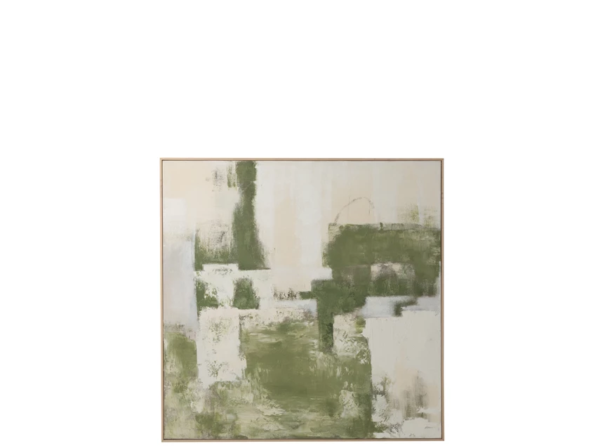 Schilderij Abstract Dennenhout Kakigroen/Gebroken Wit