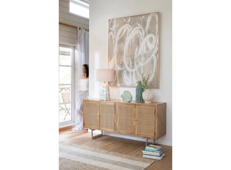 Schilderij Ringen Dennenhout Wit/Ecru sfeerfoto