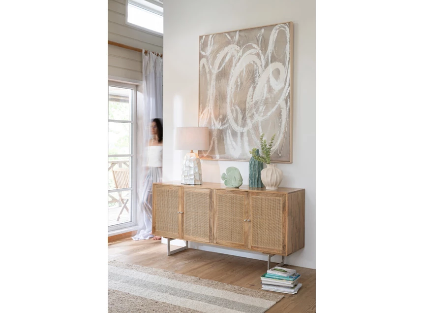 Schilderij Ringen Dennenhout Wit/Ecru sfeerfoto