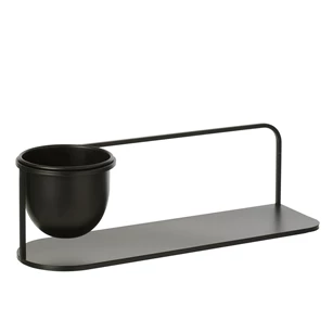 Wandrek + Flowerpot Ijzer Zwart