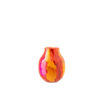 Windlicht glas oranje/roze L
