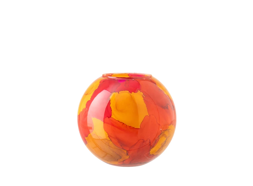 Vaas glas oranje/roze S