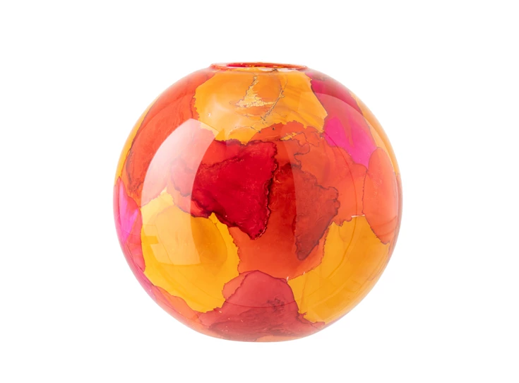 Vaas glas oranje/roze