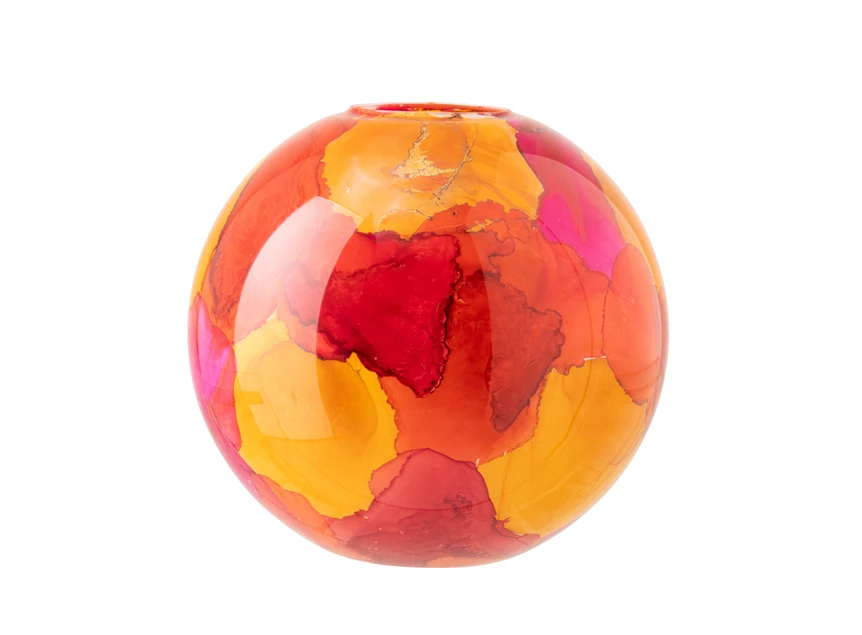 Vaas glas oranje/roze