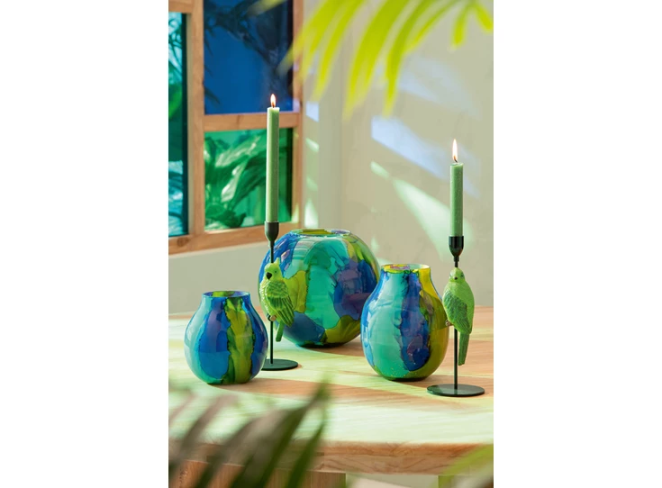 Vaas glas azuurblauw S sfeerfoto