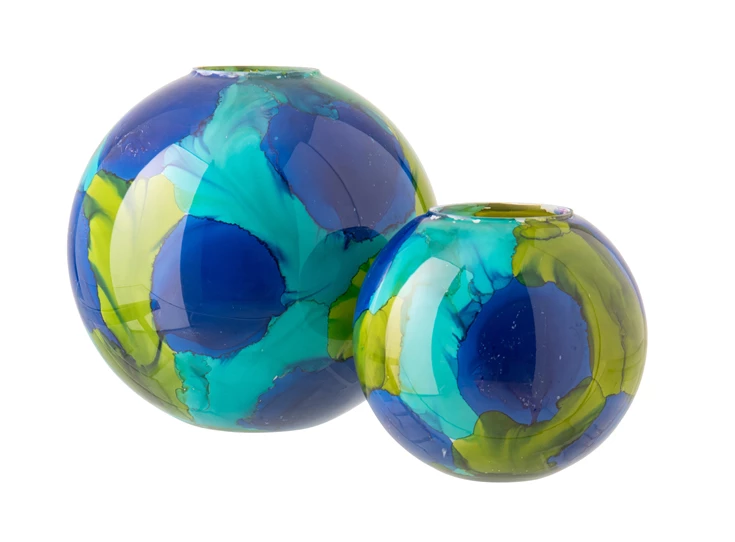 Vaas glas azuurblauw L groot en klein