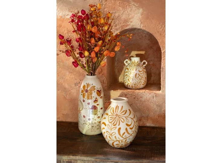 Vaas vintage steengoed meerkleurig S sfeerfoto