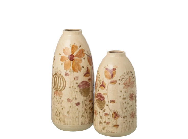 Vaas vintage steedgoed meerkleurig L beide maten