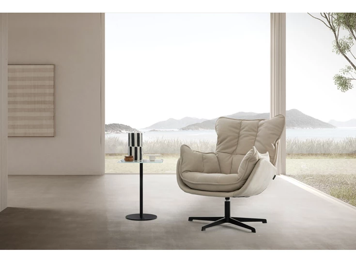 Bijzetzetel Jules I leder beige Designwerk