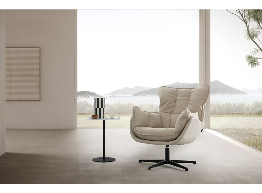 Bijzetzetel Jules I leder beige Designwerk