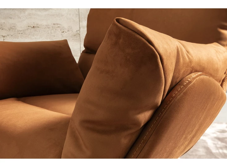 Detail Bijzetzetel Julia I stof alcantara cognac Designwerk