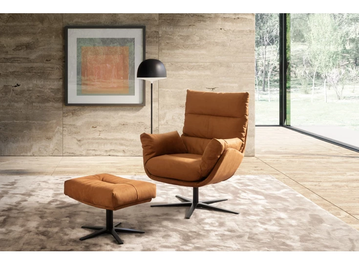 Voetenbank Julia I stof alcantara cognac Designwerk