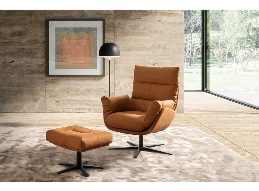 Voetenbank Julia I stof alcantara cognac Designwerk