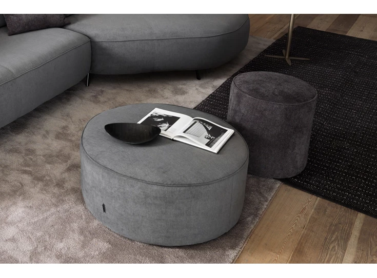 Bovenkant Combi Poef Rondo Maxi stof grijs D008810 Designwerk