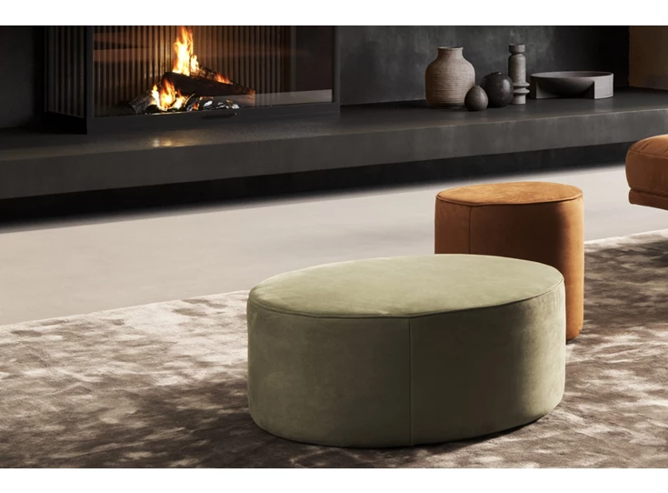 Combi Poef Rondo Mini stof cognac groen D008805 Designwerk