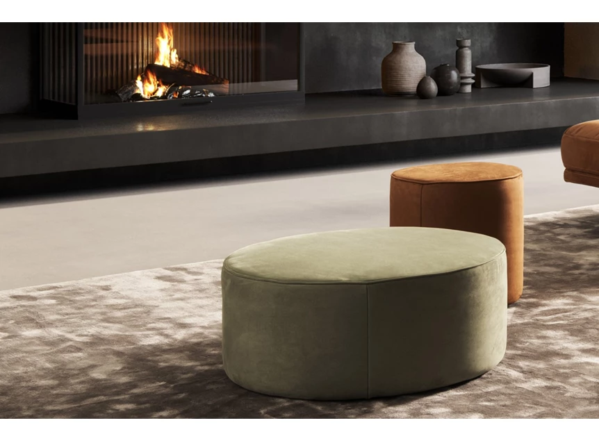 Combi Poef Rondo Mini stof cognac groen D008805 Designwerk