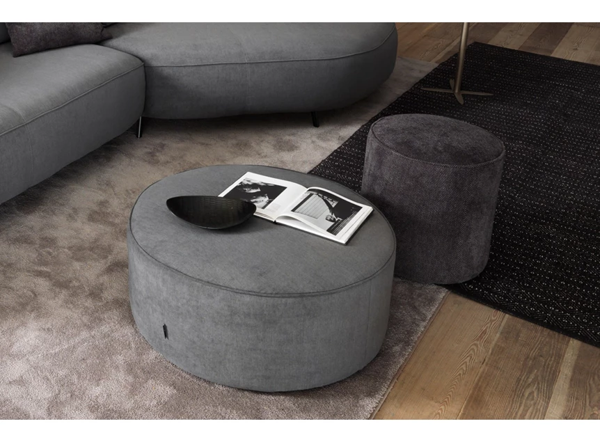 Bovenkant Combi Poef Rondo Mini stof grijs D008805 Designwerk