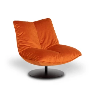 Bijzetzetel Softie stof fluweel oranje schijfvoet Designwerk