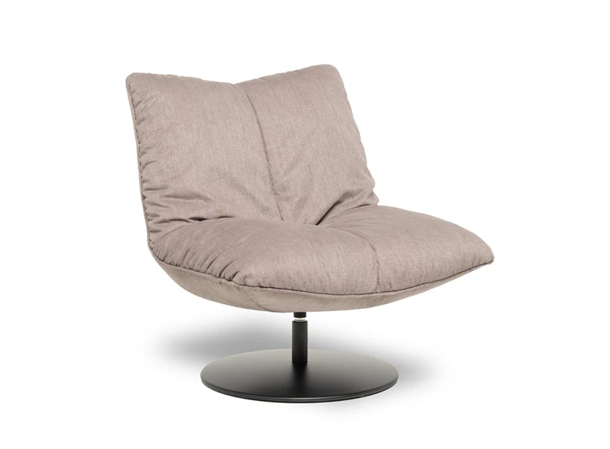 Bijzetzetel Softie stof fluweel greige schijfvoet Designwerk