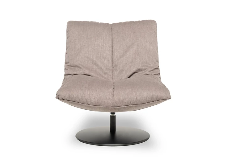 Front Bijzetzetel Softie stof fluweel greige schijfvoet Designwerk