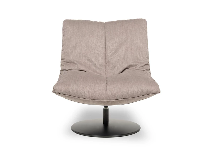 Front Bijzetzetel Softie stof fluweel greige schijfvoet Designwerk