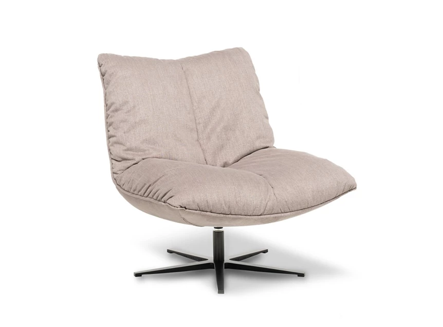 Bijzetzetel Softie stof fluweel greige stervoet Designwerk