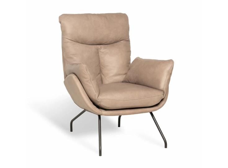 Bijzetzetel Prima leder bruin 4-poot Designwerk