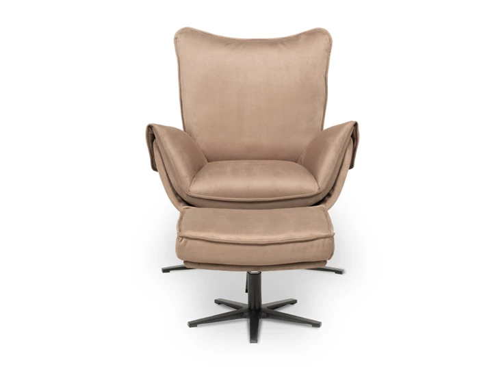 Front Met poef Bijzetzetel Eden leder bruin stervoet Designwerk