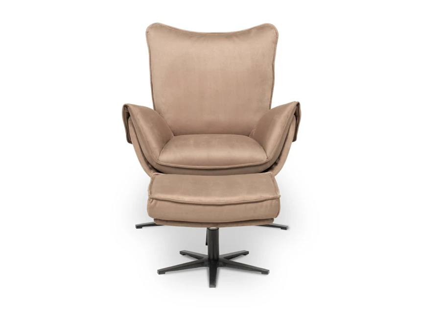 Front Met poef Bijzetzetel Eden leder bruin stervoet Designwerk