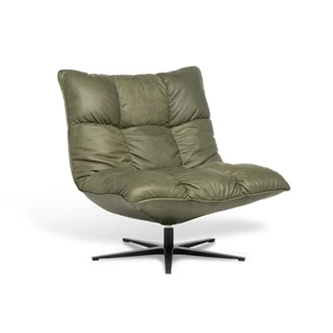 Bijzetzetel Cloudie leder olijfgroen stervoet Designwerk