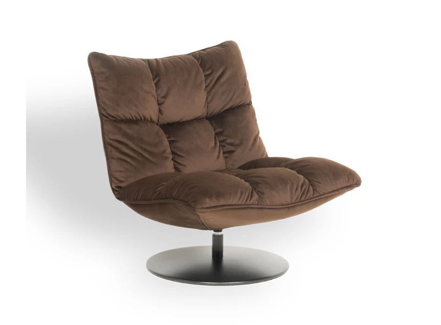 Bijzetzetel Cloudie stof fluweel bruin schijfvoet Designwerk