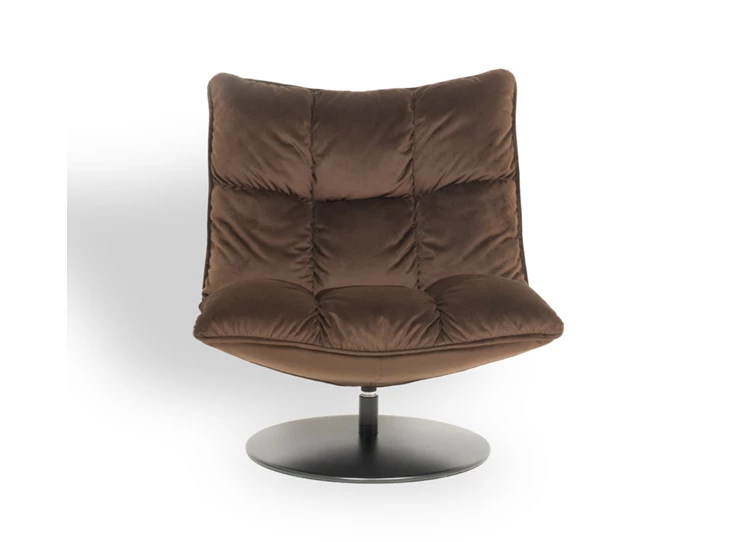 Front Bijzetzetel Cloudie stof fluweel bruin schijfvoet Designwerk