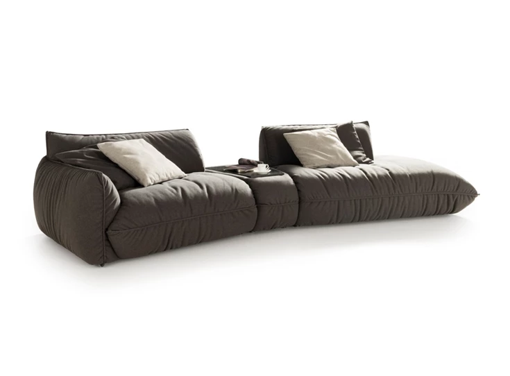 Zijkant Salon Fluffy schuin open eiland stof antraciet Designwerk