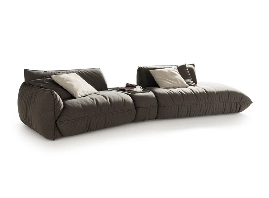 Zijkant Salon Fluffy schuin open eiland stof antraciet Designwerk