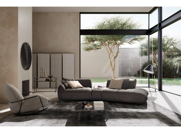 Sfeerfoto Salon Fluffy schuin open eiland stof antraciet Designwerk