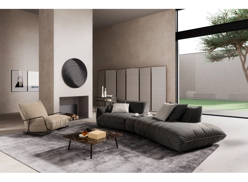 Zijde Salon Fluffy schuin open eiland stof antraciet Designwerk