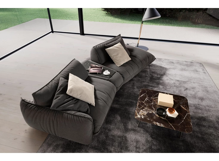 Diepteverstelling Salon Fluffy schuin open eiland stof antraciet Designwerk