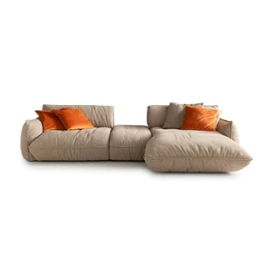 Salon Fluffy met longchair stof beige Designwerk