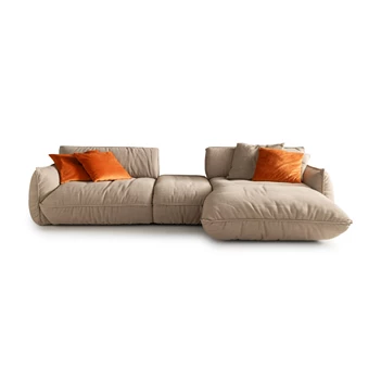 Salon Fluffy met longchair stof beige Designwerk