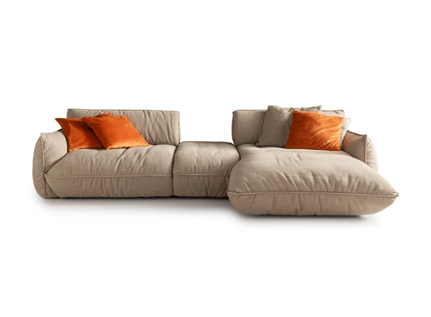 Salon Fluffy met longchair stof beige Designwerk