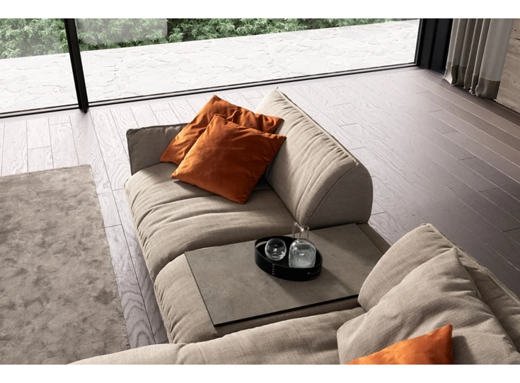 Bovenkant Salon Fluffy met longchair stof beige Designwerk