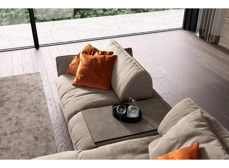 Diepteverstelling Salon Fluffy met longchair stof beige Designwerk