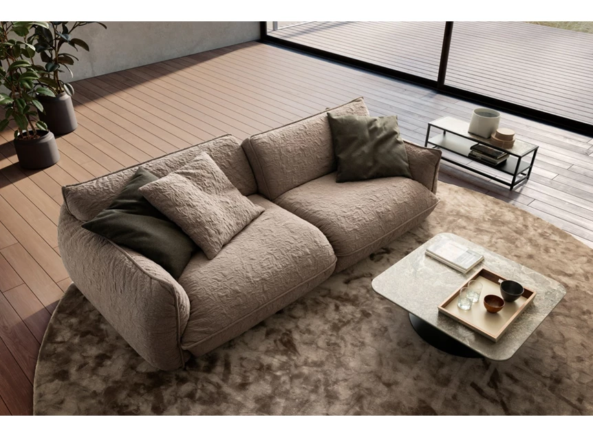 Diepteverstelling Salon canapƩ Fluffy 2,5-zit stof patroon beige Designwerk