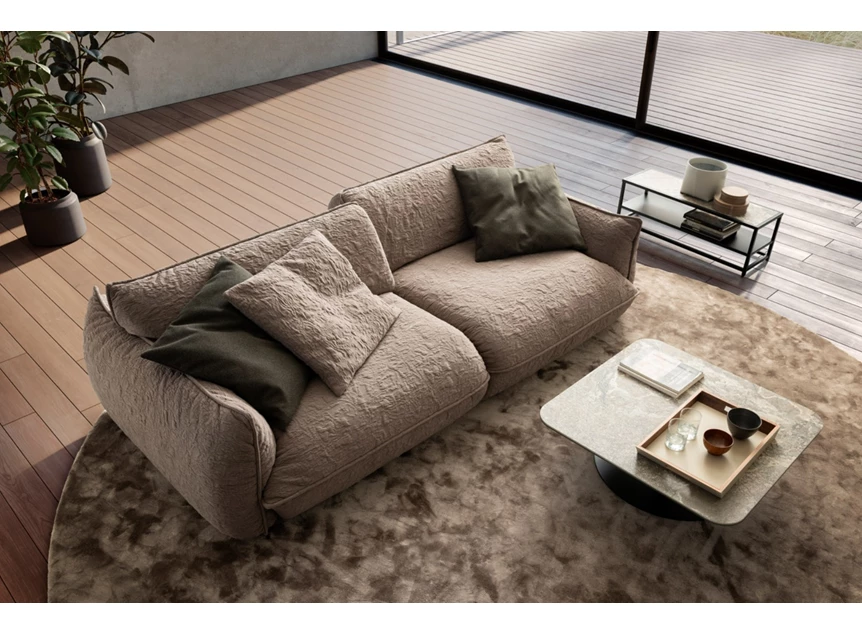 Diepe zit Salon canapƩ Fluffy 2,5-zit stof patroon beige Designwerk