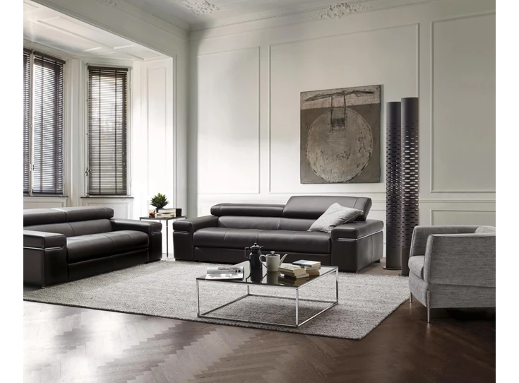 Sfeerfoto Salon canapé Avana 3-zit leder zwart Natuzzi Italia